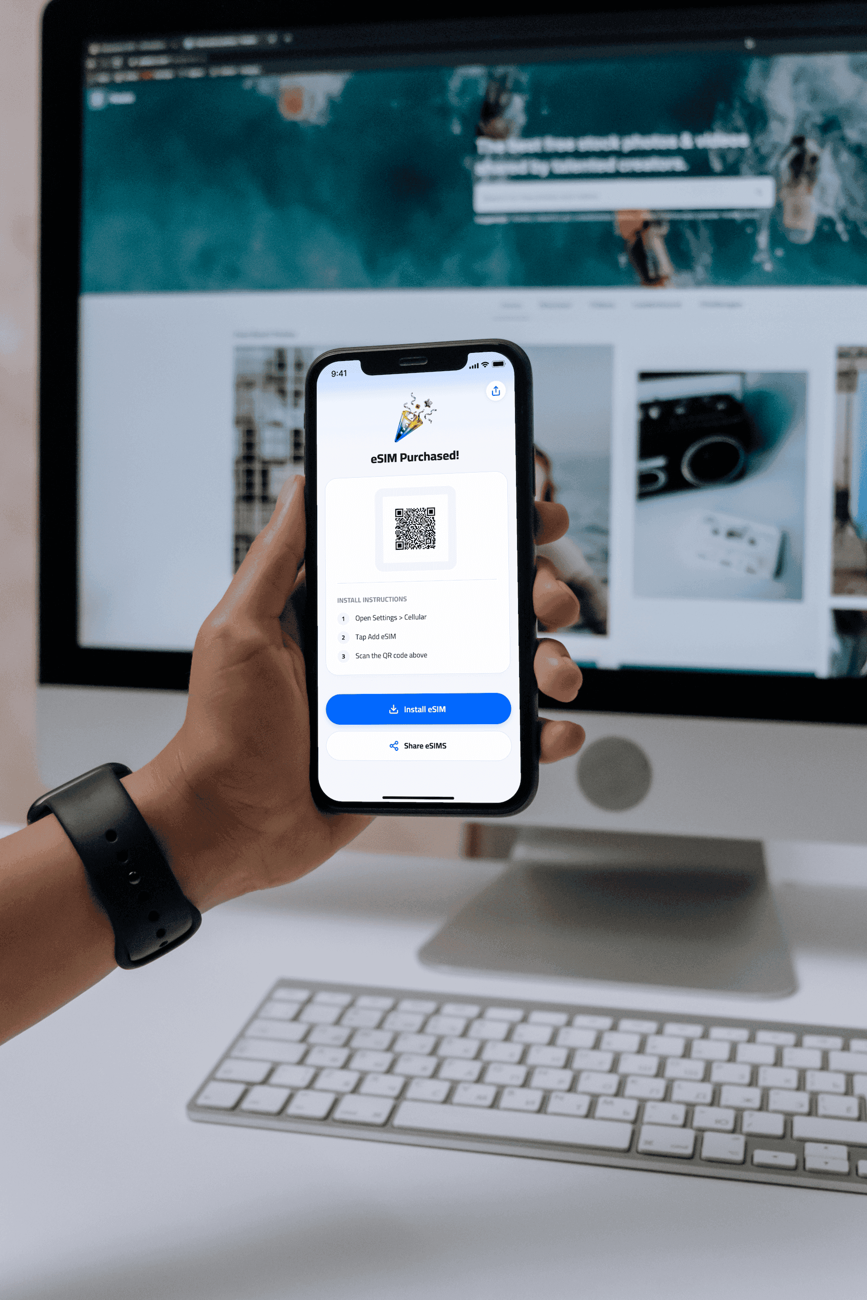 Install with a QR code or a tap
