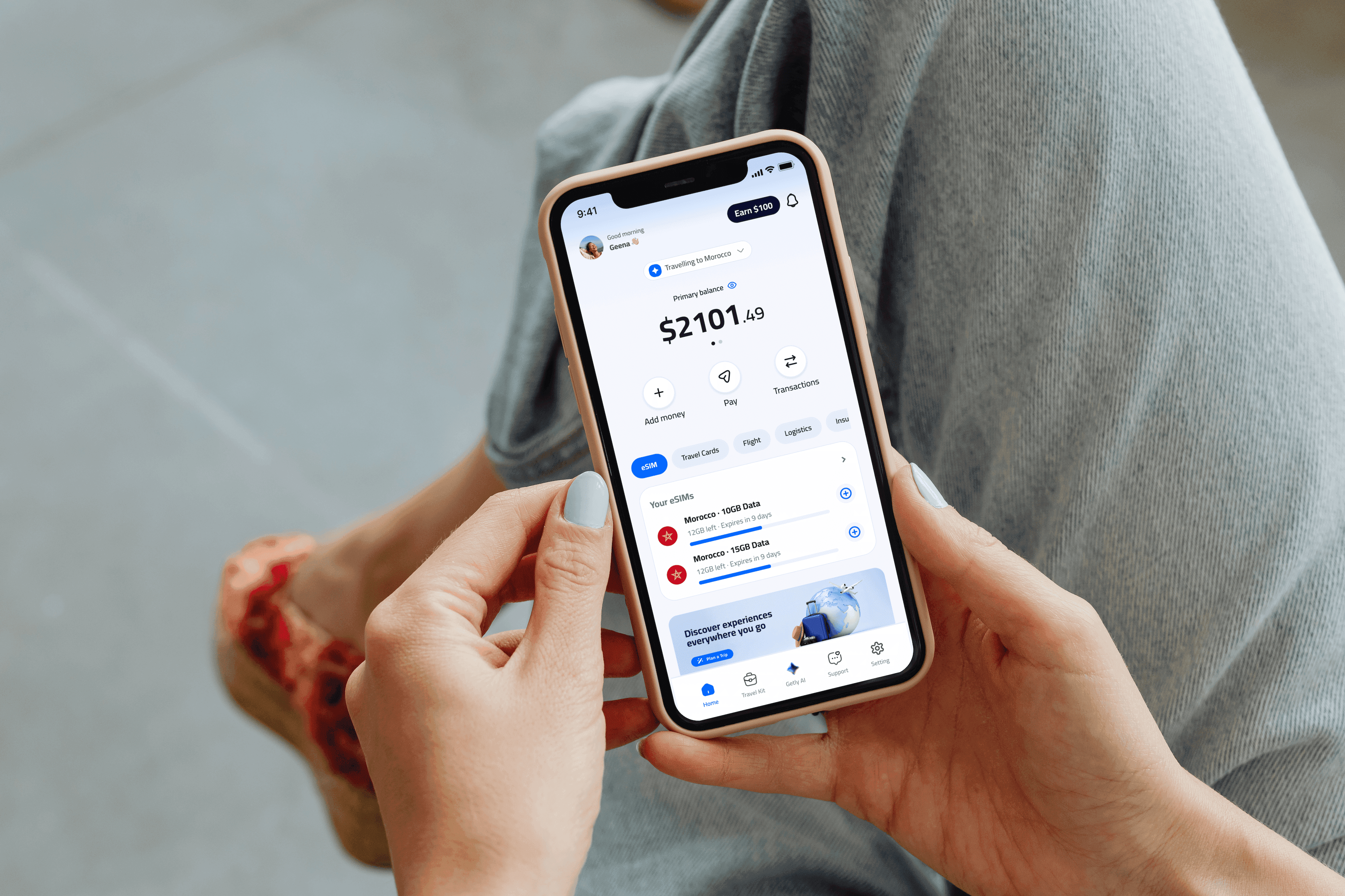 Instant USD balance ready to travel